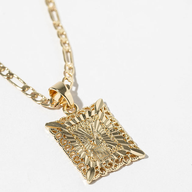 FASHNZFAB 16PCS Square Pendant Necklace Gold Pink One Size 4