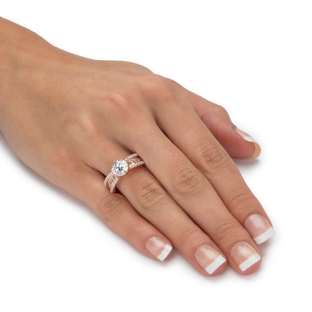 Palm 2.88 TCW CZ Engagement Ring Rose Gold/Silver US 7 4