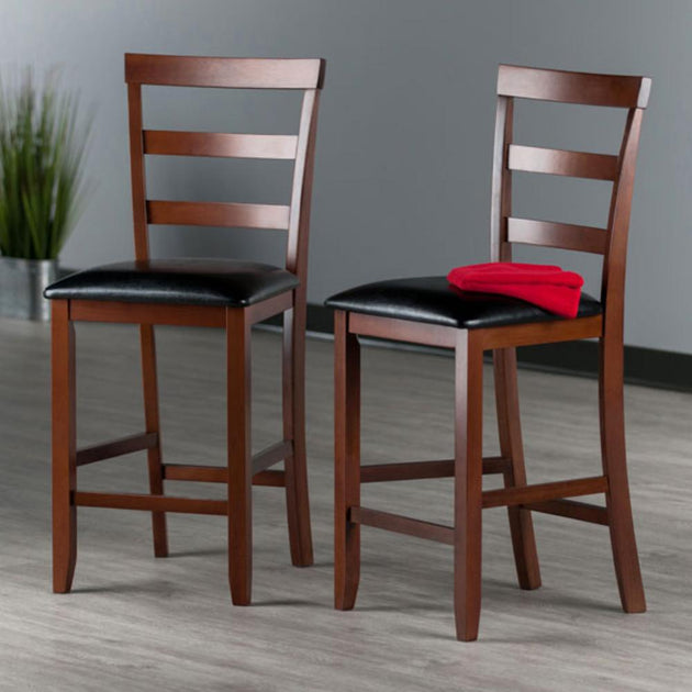 Hivvago Simone Counter Stool Set Black Walnut Set of 2 3