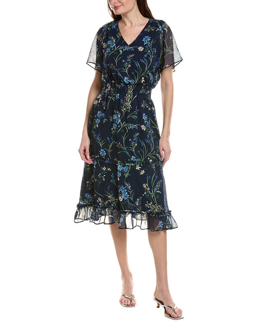 CeCe Smock Tiered Midi Dress Navy XSmall 2
