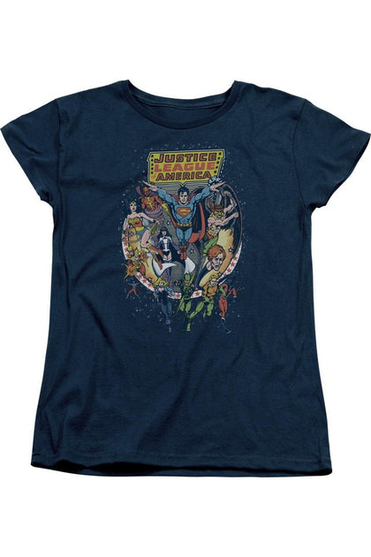 Gildan Justice League of America Star Group T-Shirt Blue Large 2