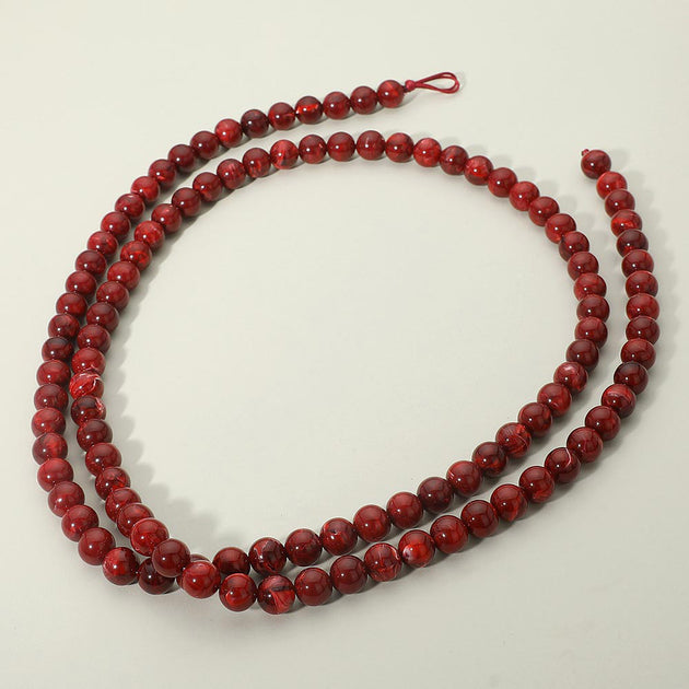FASHNZFAB Chunky Acrylic Ball Beaded Wrap Long Necklace Red 4