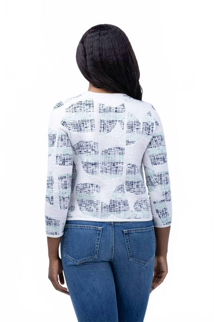 Nic + Zoe Circle Sequence Knit Jacket White Large 3