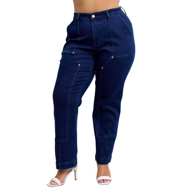 Judy Blue Work Wear Knee Patch Straight Jeans Bleu US 24W 2