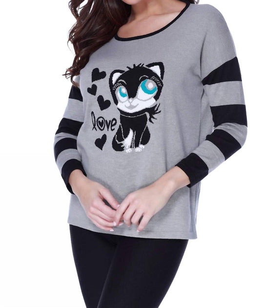 ANGEL Kitty Love Pullover Gris Medium 2
