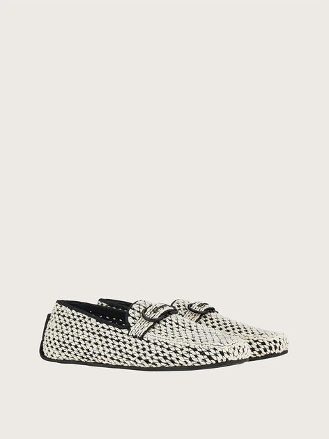 Salvatore Ferragamo Gancini Crochet Driver Shoes White US 7.5 3