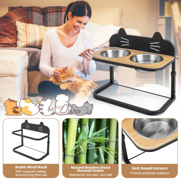 Hivvago Elevated Pet Feeder White Medium 4