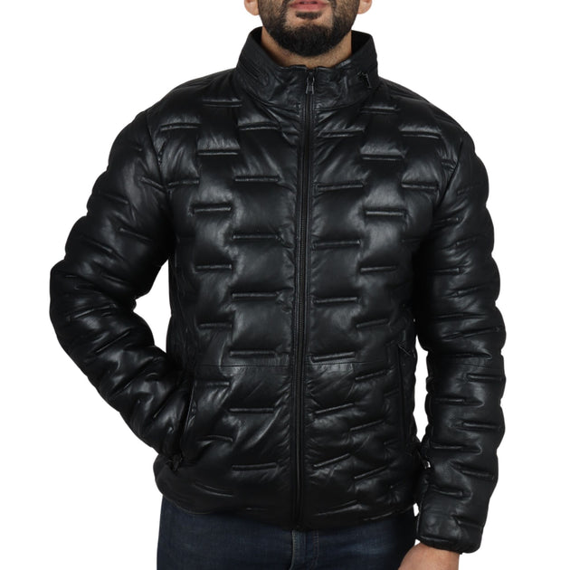 TruClothing Veste en Cuir Matelassée Noir 4XLarge 3