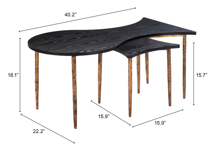 Hivvago Norden Coffee Table Set Black Bronze 4