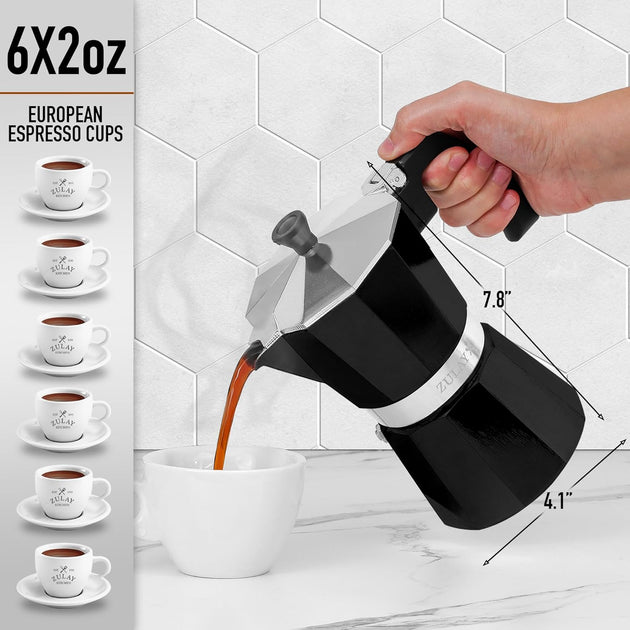Zulay Kitchen Moka Pot Stovetop Coffee Maker 6 Cups Blue 3