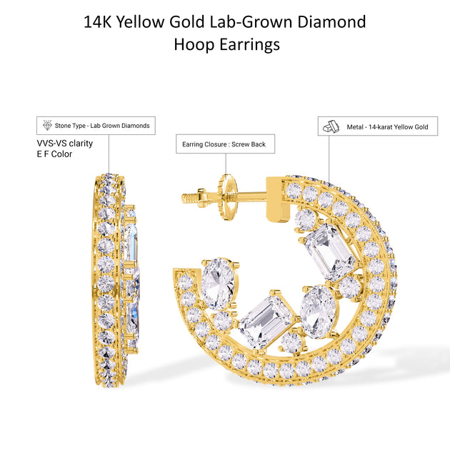 Diamond2Deal Hoop Earrings Yellow Gold 3