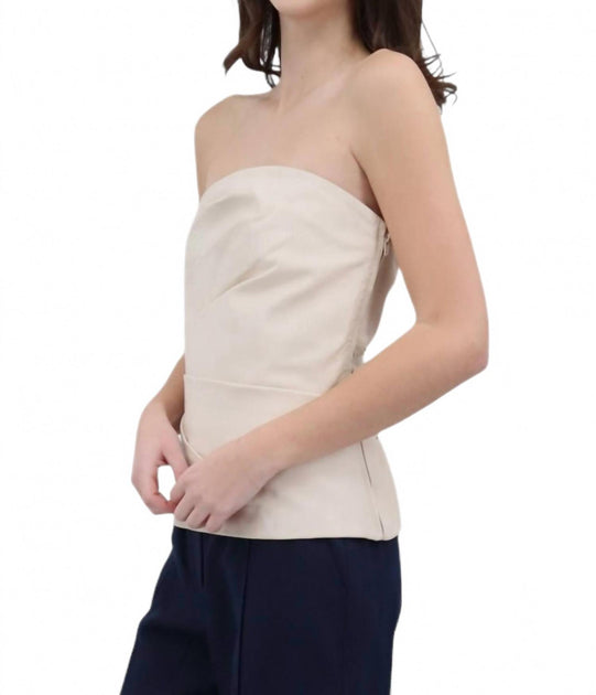 Iris Setlakwe Leather Bustier Strapless Top Beige US 2 4