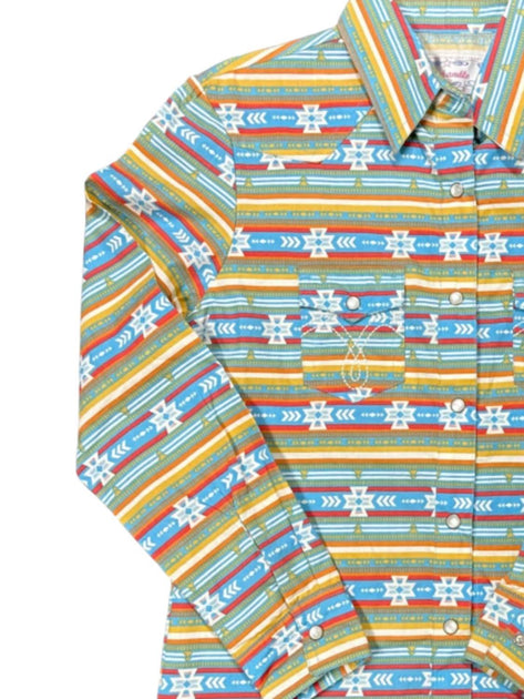 Panhandle Girl's Light Stripe Snap Shirt Yellow Large 3