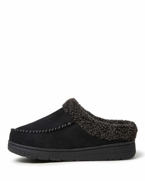 Dearfoams Microsuede Clog Slipper Black Medium 5