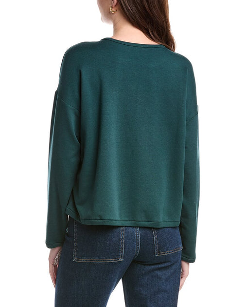EILEEN FISHER Cropped Boxy Top Green XSmall 3