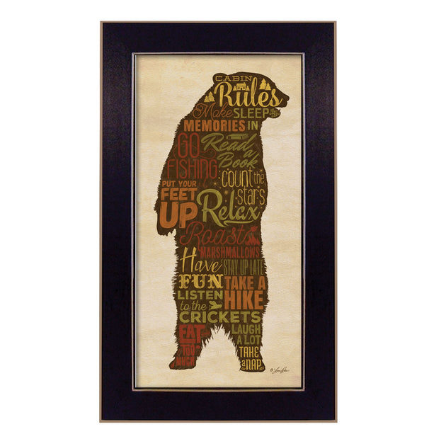 Hivvago Cabin Rules 2 Framed Print Wall Art Black 3