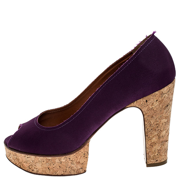 Lanvin Peep Toe Platform Pumps Purple EU 41 3