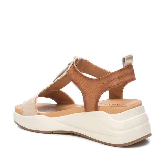 Xti Women's Leather Wedge Sandals Beige US 5.5 4