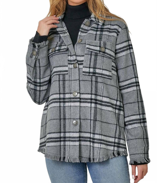 Mystree Phyliss Plaid Jacket Grey Large 2