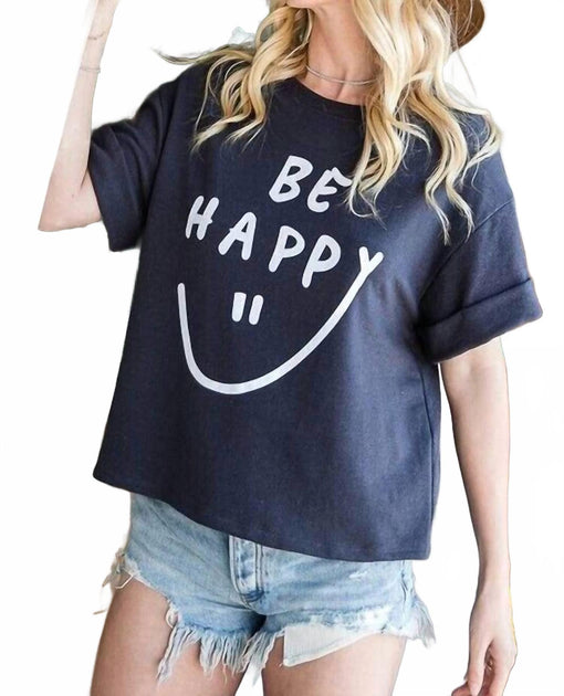BUCKETLIST Be Happy Graphic Tee Blue Small 3