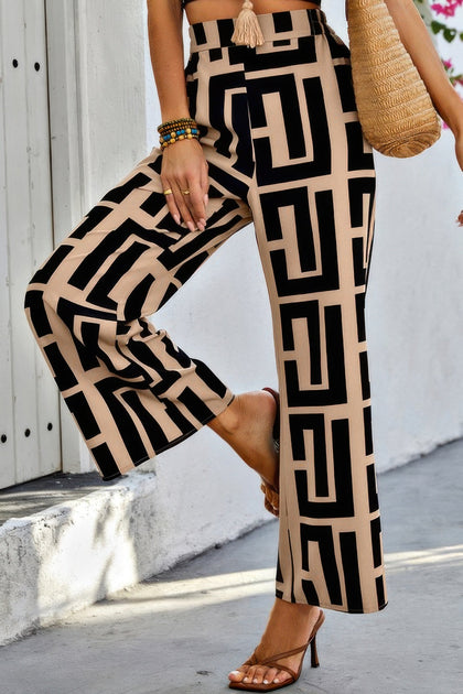 TRUEDAMES Wide Leg Pants Brown Medium 3