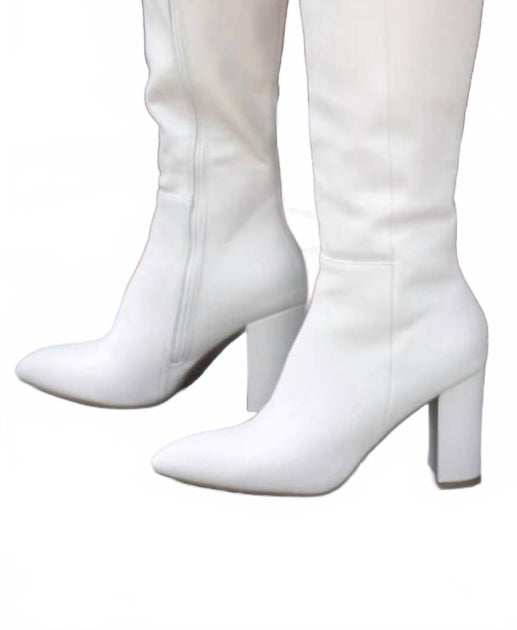 Top Moda Tall Zip Boots White US 10 3