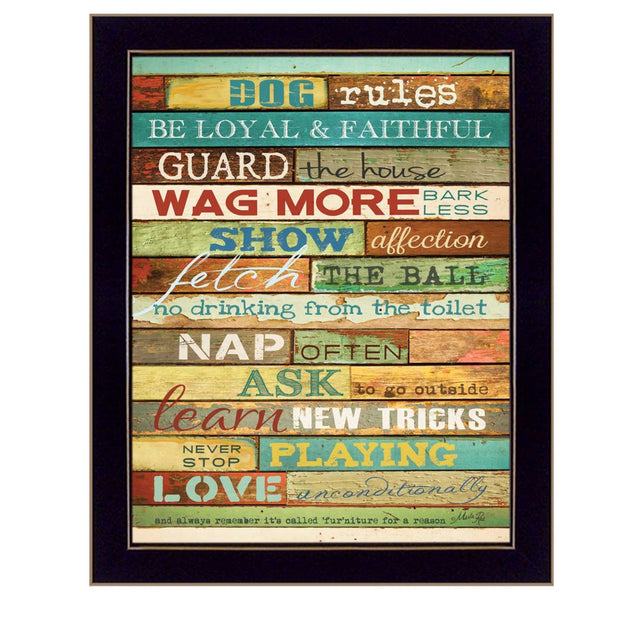 Hivvago Dog Rules 8 Framed Print Wall Art Black 3