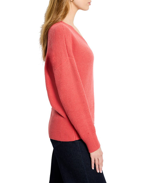 Nic + Zoe Tuck Stitch V-Ausschnitt Pullover Pink XL 4