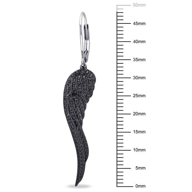 Mimi & Max Wing Earrings Black Sterling Silver 4