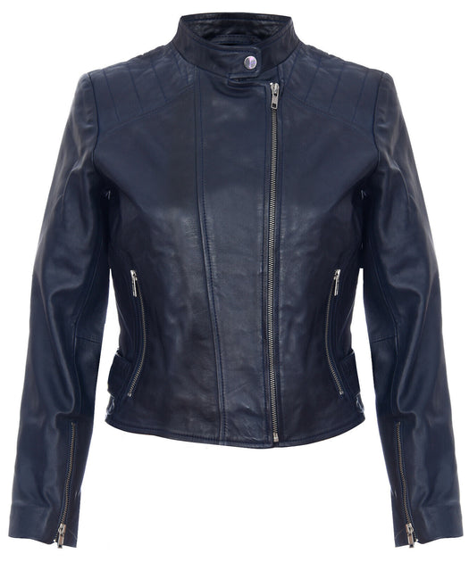 Infinity Celaya Womens Leather Biker Jacket Brown XS 2