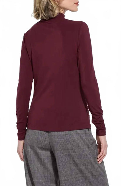 Lysse Ruched Funnel Neck Top Red Medium 4