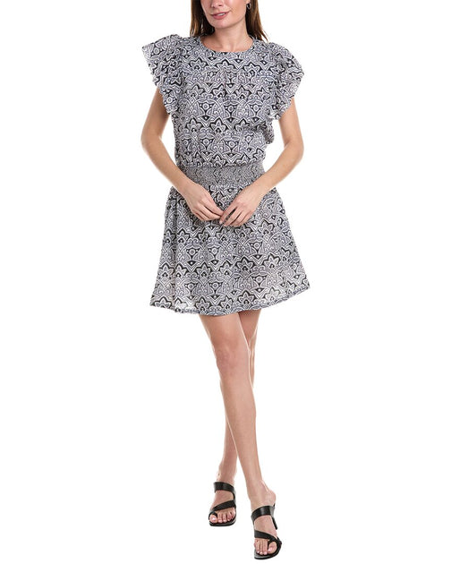 Lilla P Smocked Waist Mini Dress Grey Large 2