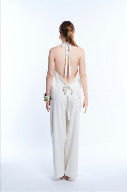 Botany Backless Linen Top Beige Large 3