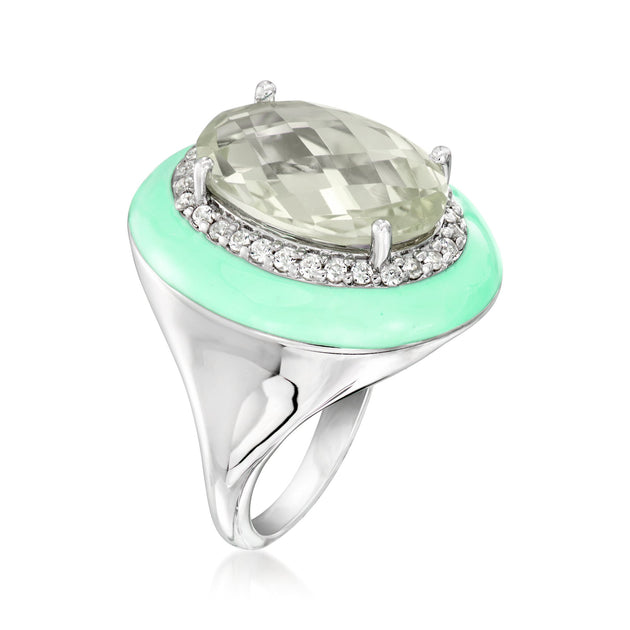 Ross-Simons Prasiolit- und Weißer-Zirkon-Ring 4