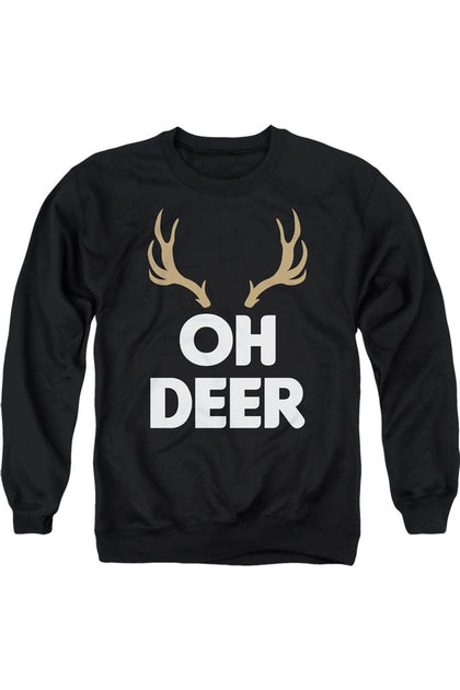 Gildan Oh Deer It's Christmas Crewneck Sweatshirt Black XLarge 2