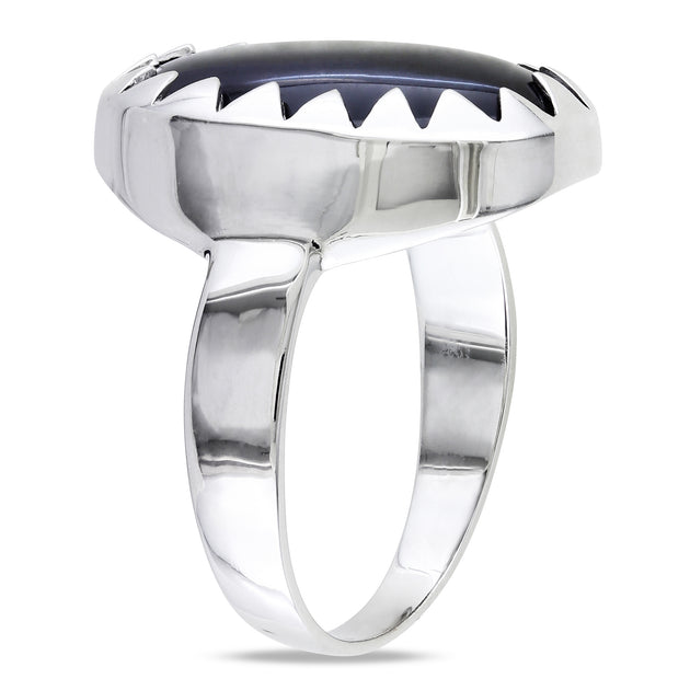 Mimi & Max Oval Cut Black Onyx Ring Sterling Silver Black US 7.5 4