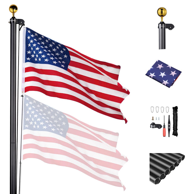 SENROTINI Sectional Flag Pole Kit Black 25-ft 2