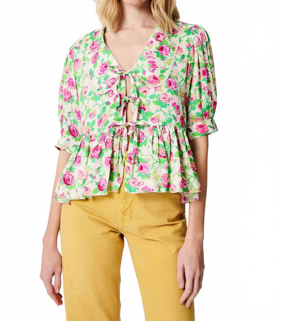 Manoush Rose Print Peplum Blouse Pink EU 38 2