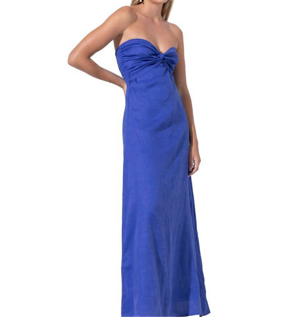 LUSANA Melody Leinen Maxikleid Blau Medium 2