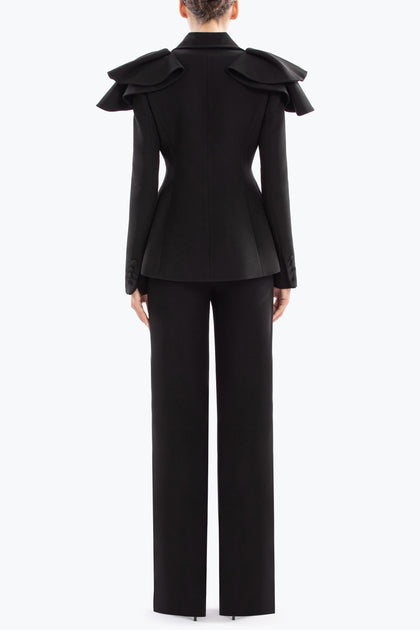 Saiid Kobeisy Ruffled Tailored Jacket Black EU 40 4