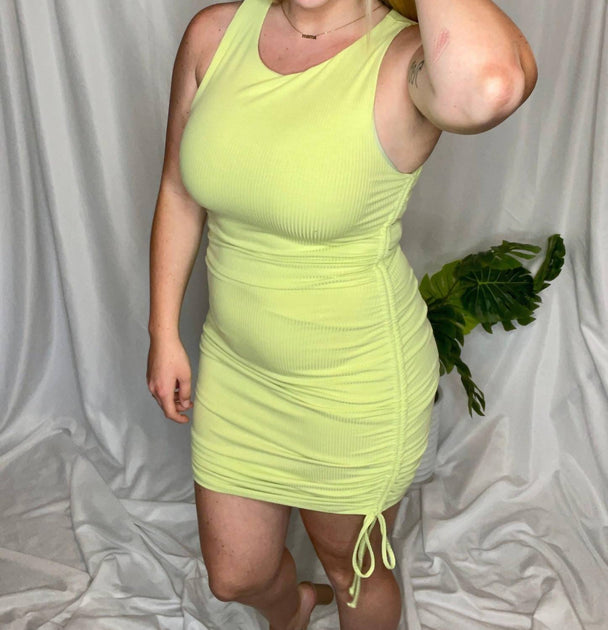 LE LIS Maya Bodycon Dress Yellow Small 2