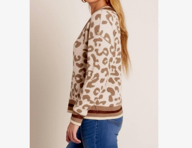  Funkitribe Animal Print Light Knit Sweater Brown Large 4