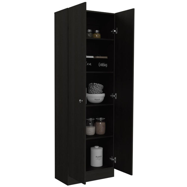 Depot E-Shop Armoire de Rangement Dakari Noir Wengué 4
