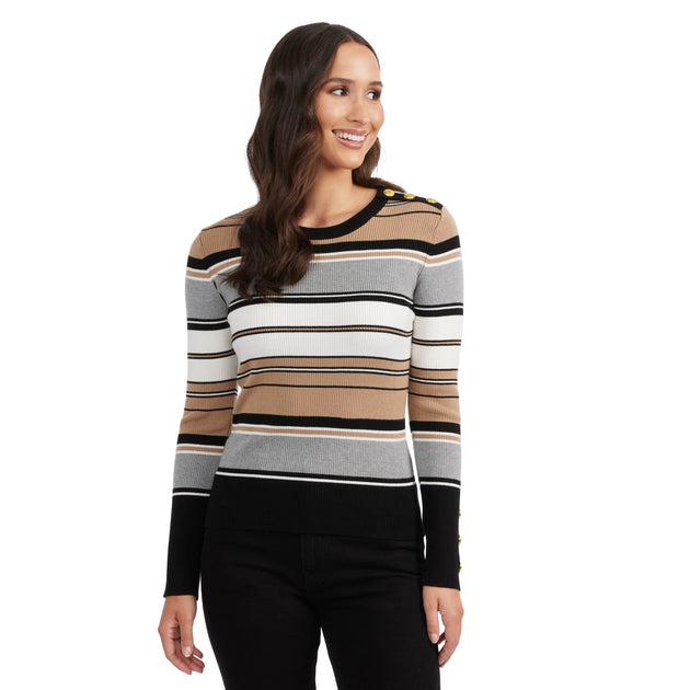 Ellen Tracy Crew Neck Rib Sweater Red Medium 2