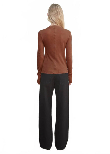 Enza Costa Cashmere Loose-Fitting Round Neck Top Brown Medium 4