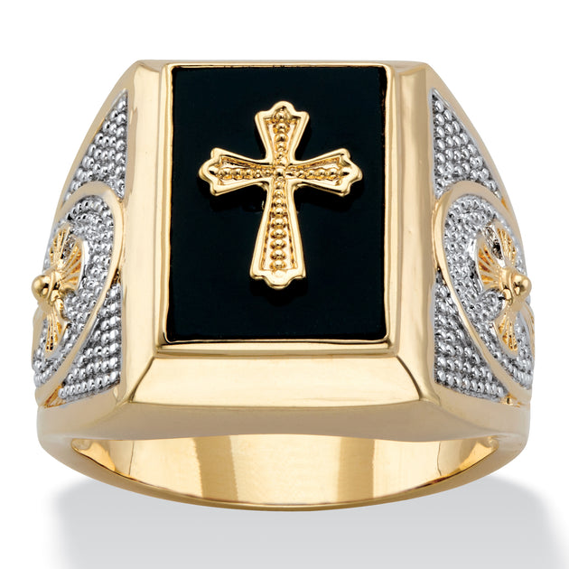 Palm Cross Ring Black Gold-Plated US 13 2