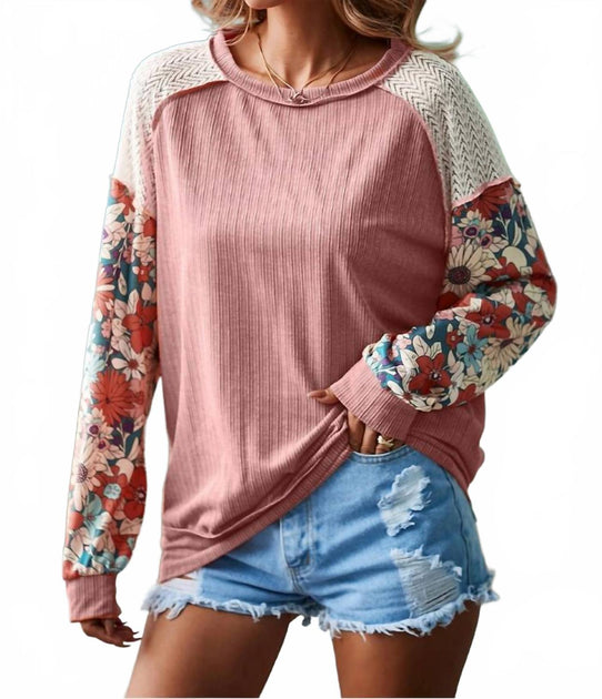 Little Daisy Closet Bluse mit Blumen-Patchwork und Struktur 2