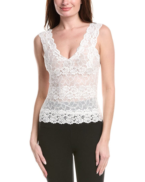 Natori Rose Parfait Lace Silk Tank White XS 2