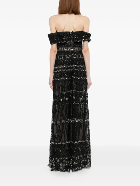 Saiid Kobeisy Beaded Tulle Dress Black EU 48 4