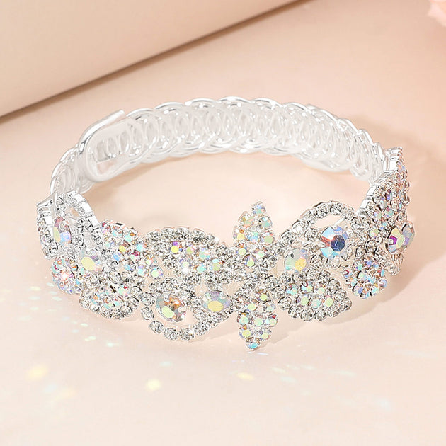 FASHNZFAB Floral Leaf Adjustable Bracelet Silver 6